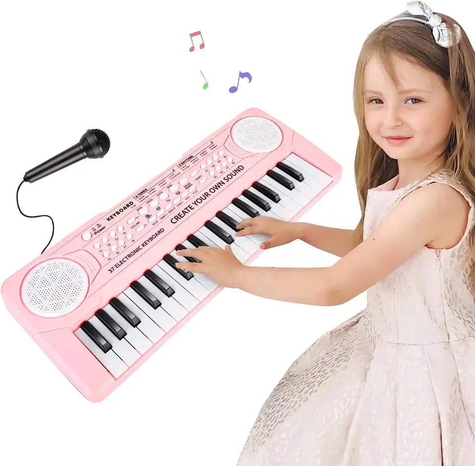 Kids Piano Toys, 37 Keys Dual Speakers Keyboard for Toddler with Microphone