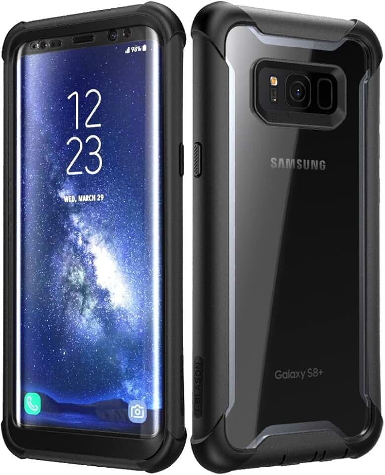 i-Blason Samsung Galaxy S8 Hülle, [Ares] Handyhülle Ganzkörper Schutzhülle Robustes Schale Case Klar Cover mit Gürtelclip ohne eingebautem Displayschutz für Galaxy S8, Schwarz