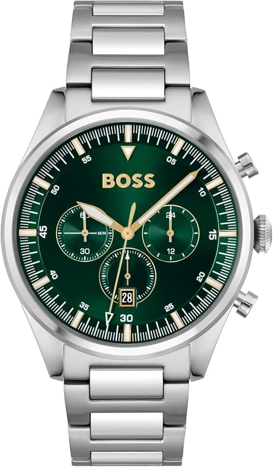 BOSS Chronograph Quarz Uhr für Herren Kollektion Pioneer mit Silbernes Edelstahlarmband - 1513868