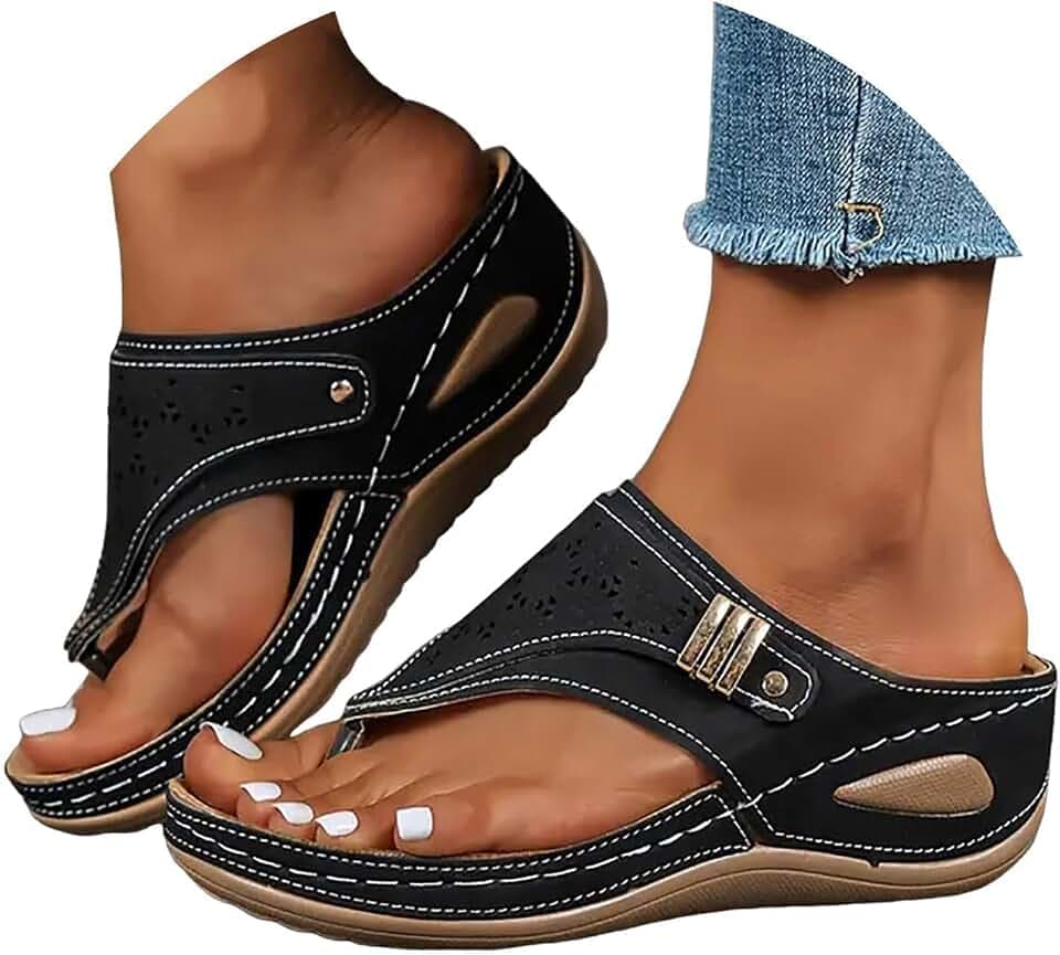Orthopedic Sandals for Women, Summer Arch Support Wedge Sandals 2026 Non Slip Flip Flops Sandals