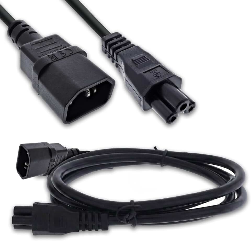 Inline Netzkabel C14 Kupplung auf C5 Stecker, Stromkabel für Laptop, Beamer, Netzteile, vergossene Stecker, schwarz, 3m, 16553