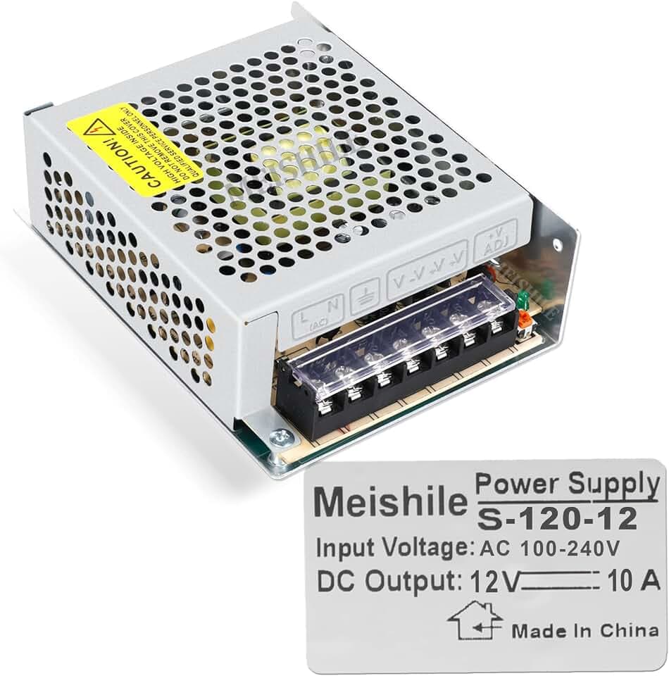 MEISHILE 12V 10A 120W DC Netzteil AC-DC 12Volt Transformator Industriell Adapter Trafo 0-8A 6A 5A LED Lichtleiste Lampe DVR CCTV Kamera Zähler Elektrisch Motor Videoüberwachung 220v 230v