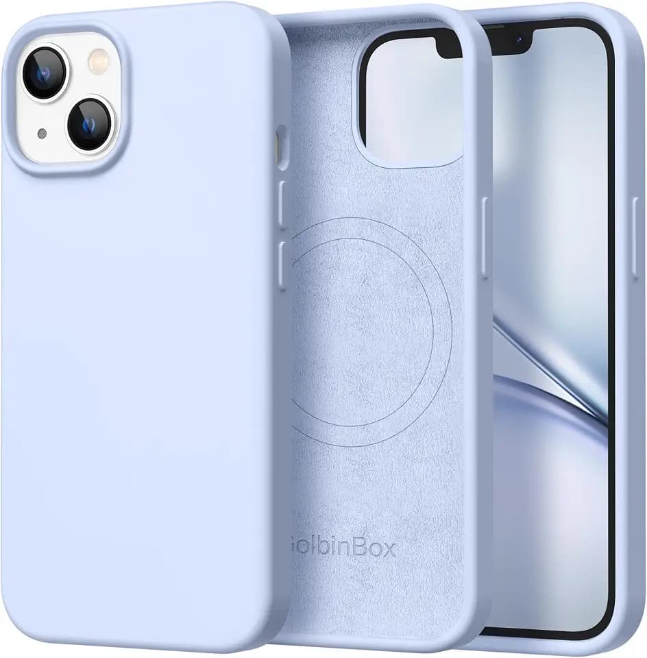 GolbinBox Magnetic for iPhone 13/14 Case, Silicone Cover, Cyan Purple