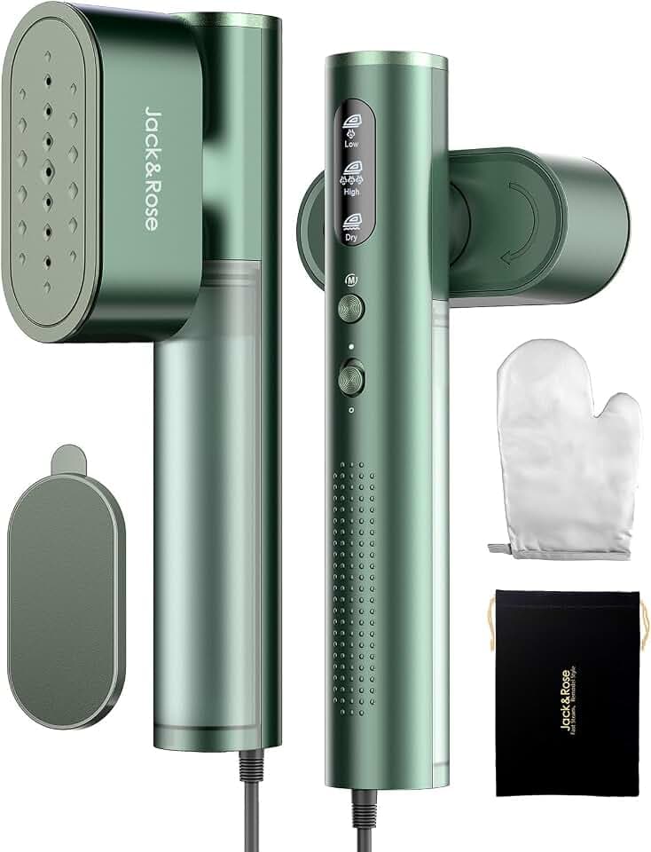 Jack&Rose Dampfglätter, 2 in 1 Reise Steamer mit 110-240V Dual Voltage,Grün