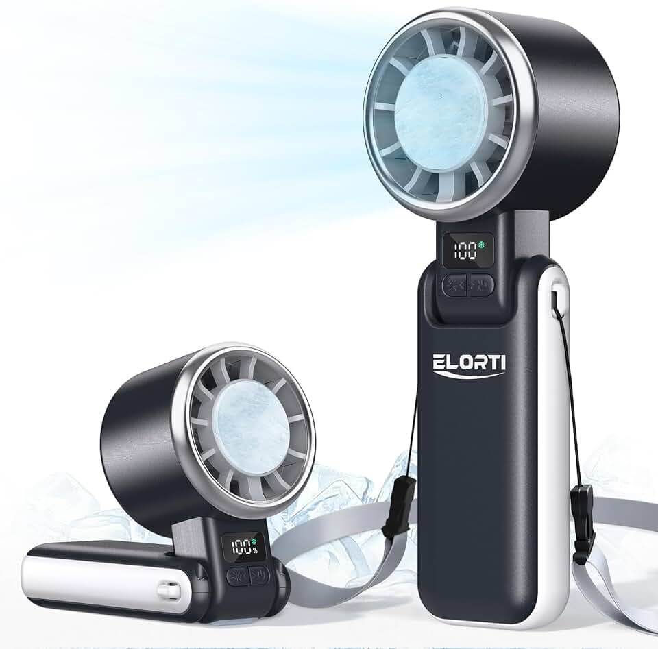 Portable Fan, Handheld Fan with Turbo & Ice Cooling, Black