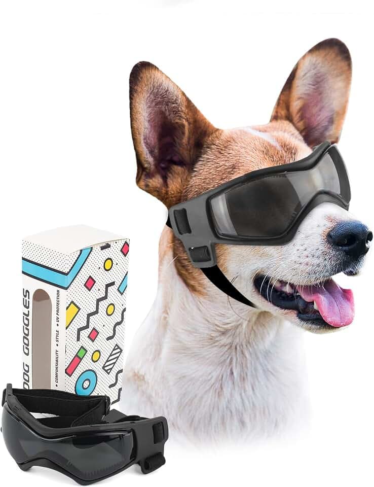 Hundebrille Hundeschutzbrille Hunde Sonnenbrille Anti-UV Schutz Augenschutz für Kleine/Mittelgroße Hunde