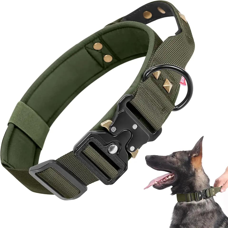 Tactical Dog Collar,Military Training Collar for Large Dogs Green XL