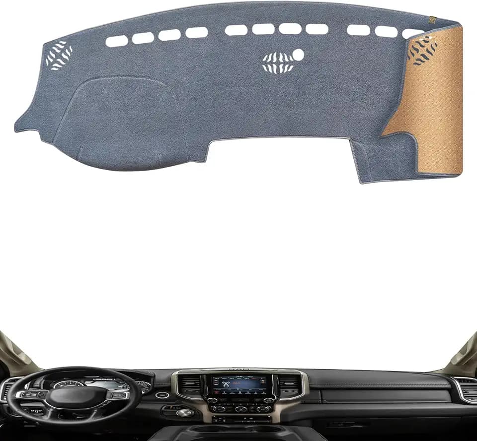 Dashboard Cover Dash Mat Fit for 2024-2019 Do-dge Ram 1500 2500 3500 (Without HUD Models),Car Dash Board Mat Anti-Glare Carpet,Non-Slip Pad Sunshield Protector (Grey)