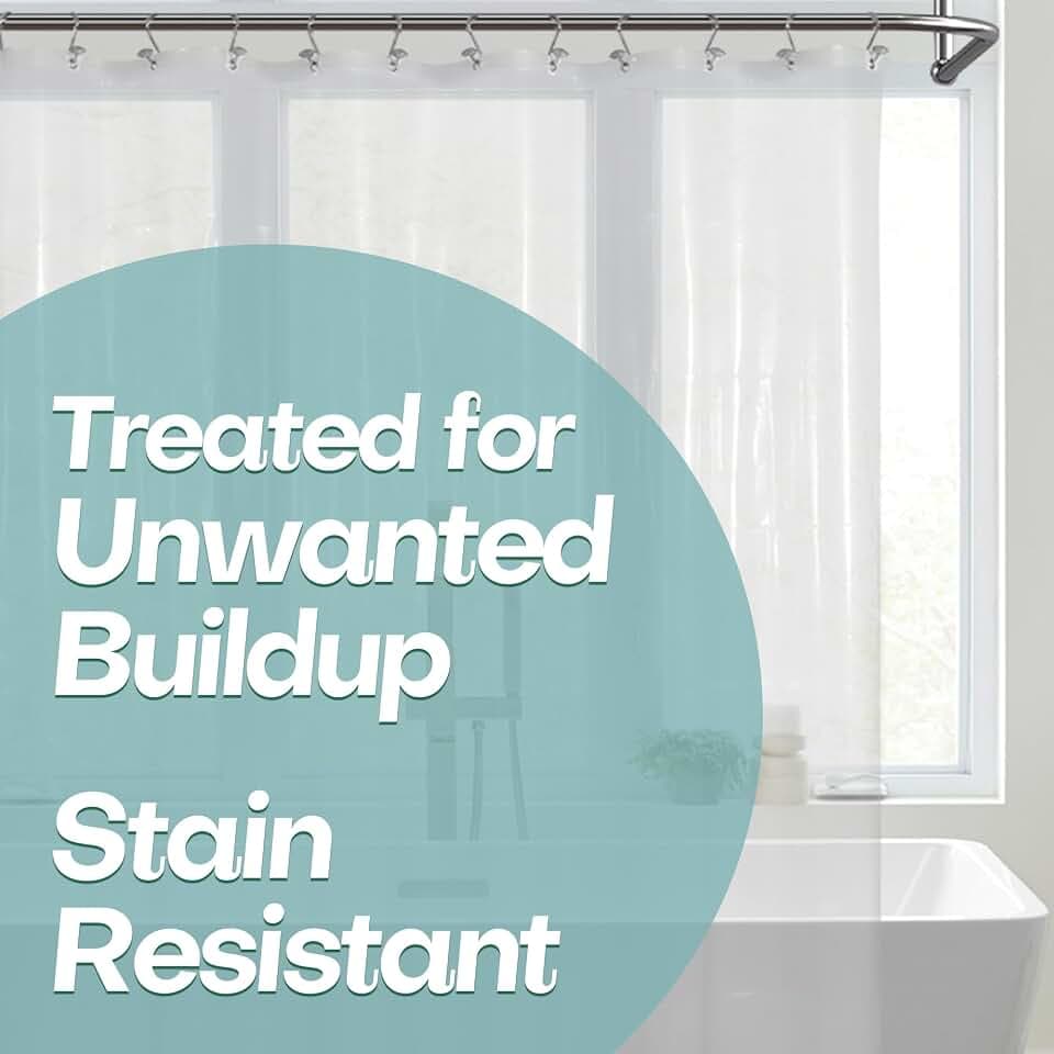 Mrs Awesome Extra Long Shower Curtain Liner with Magnets 72x84 XL, Clear