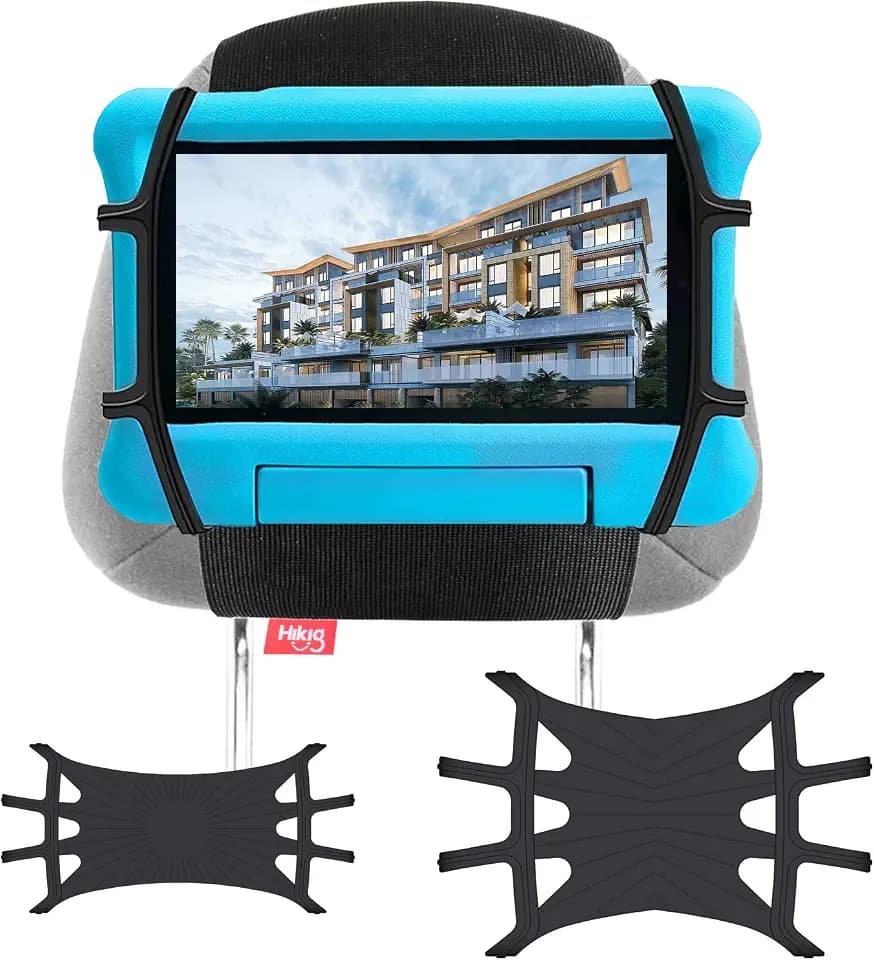 Hikig Tablet-Auto-Kopfstützenhalterung für Kinder auf dem Rücksitz, Silikon-Tablet-Halterung für alle 3,5-12,9 Zoll Tablets, kompatibel mit iPad mini/Air/Pro, Switch, Galaxy Tabs, iPhone, Handys