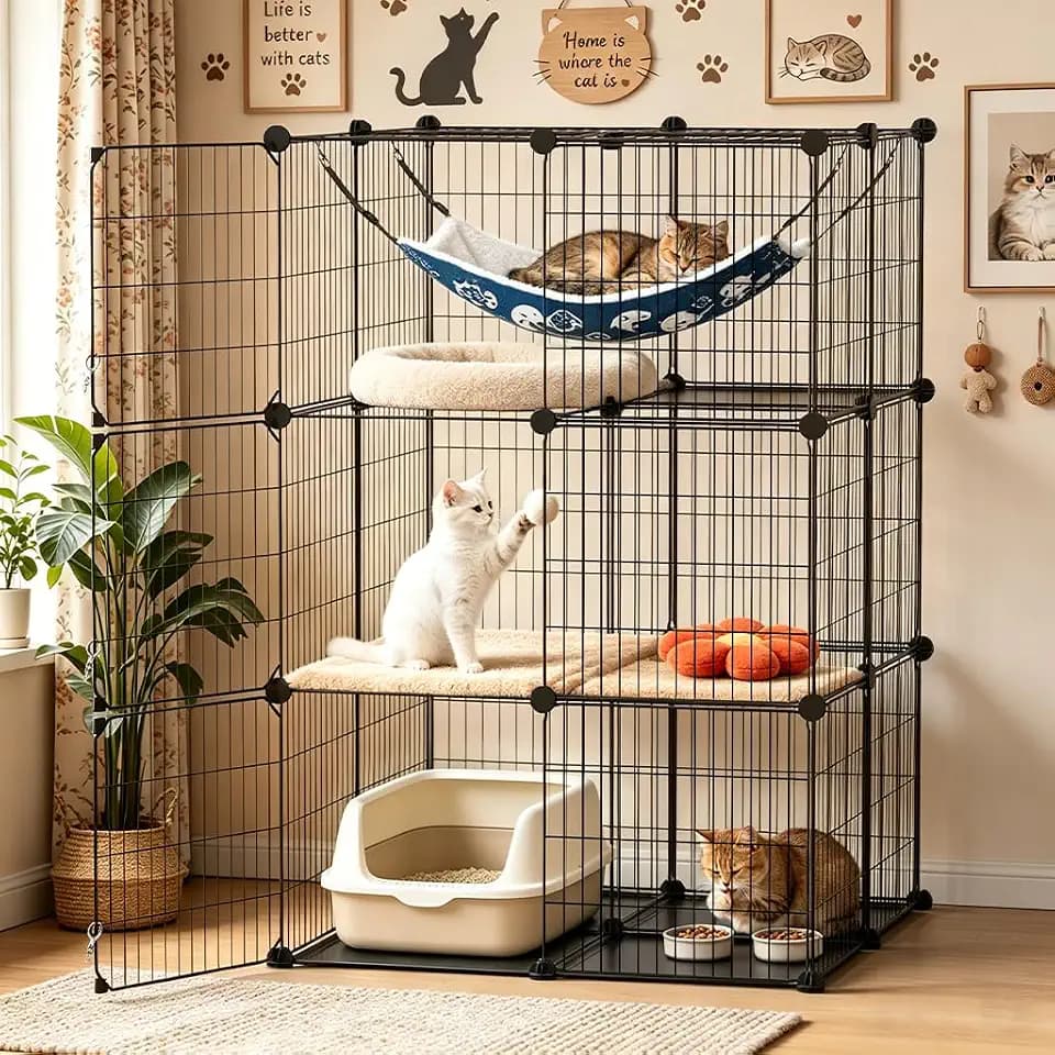 COMHOMA Cat Cage DIY Cat Enclosures Catio for Kitten (27"x 27"x 41")