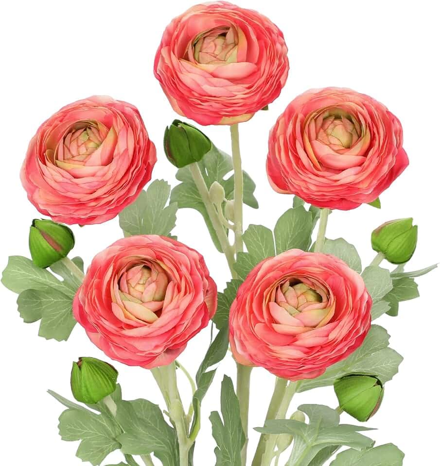 5 STK Kunstblumen Ranunkeln 50 cm Kunstzweige mit Blüten