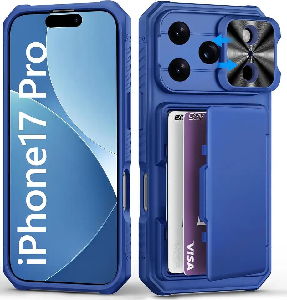 BXYJY for iPhone 17 Pro Case Wallet, Card Holder (4 Cards), Royal Blue