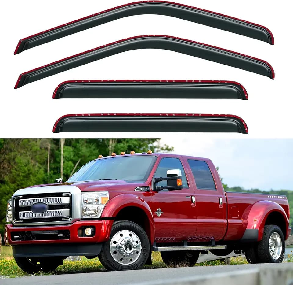 in-Channel Window Visors Rain Guards for 1999-2016 Ford F250-F550 Crew Cab