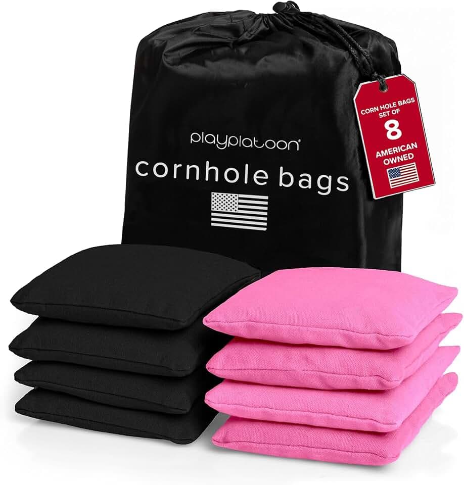 Play Platoon Premium Weather Resistant Duckcloth Cornhole Bags - Set of 8 Bean Bags for Corn Hole Game - Regulation Size & Weight