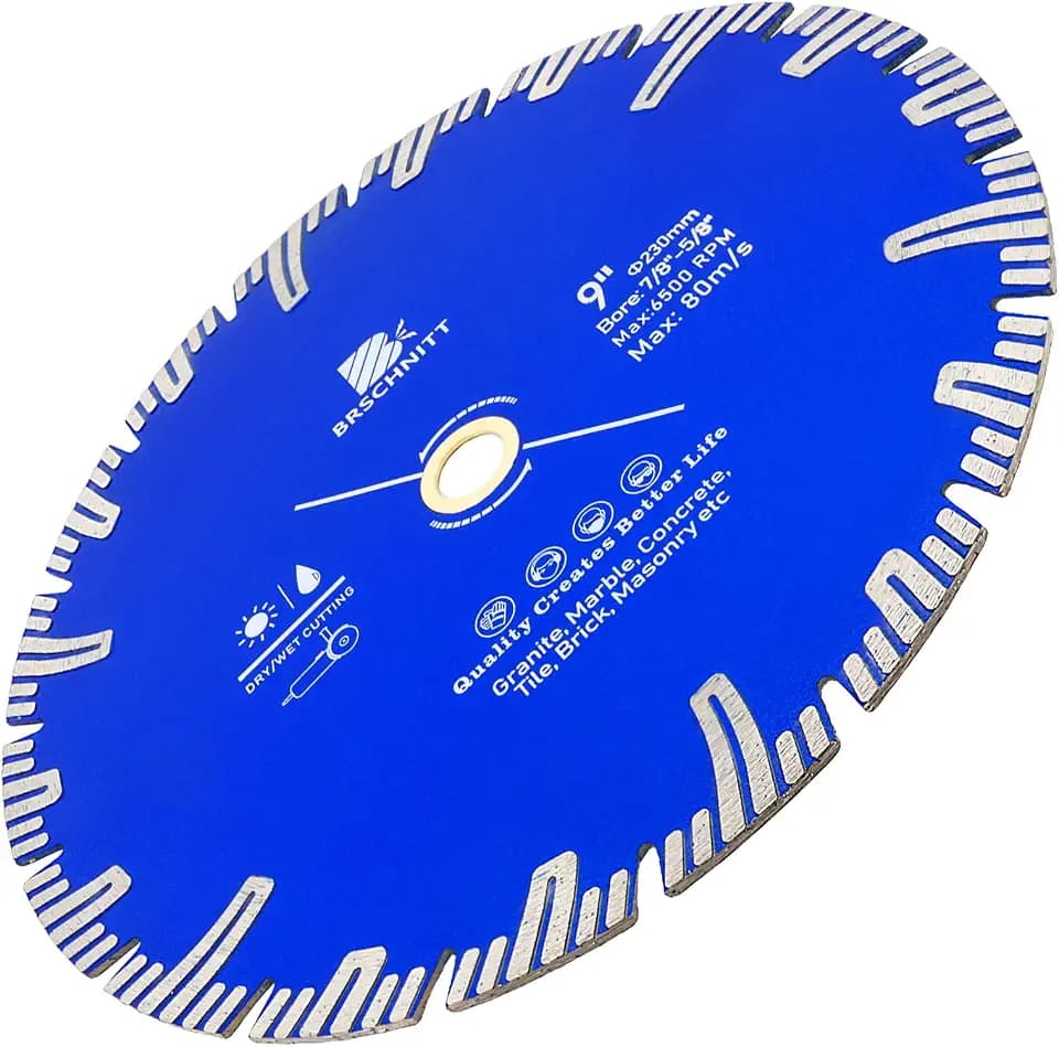 Diamond Turbo Cutting Blade 9",BRSCHNITT Diamond Saw Blade for Granite,Marble,Concrete,Porcelain Tile,Ceramic Tile,Masonry