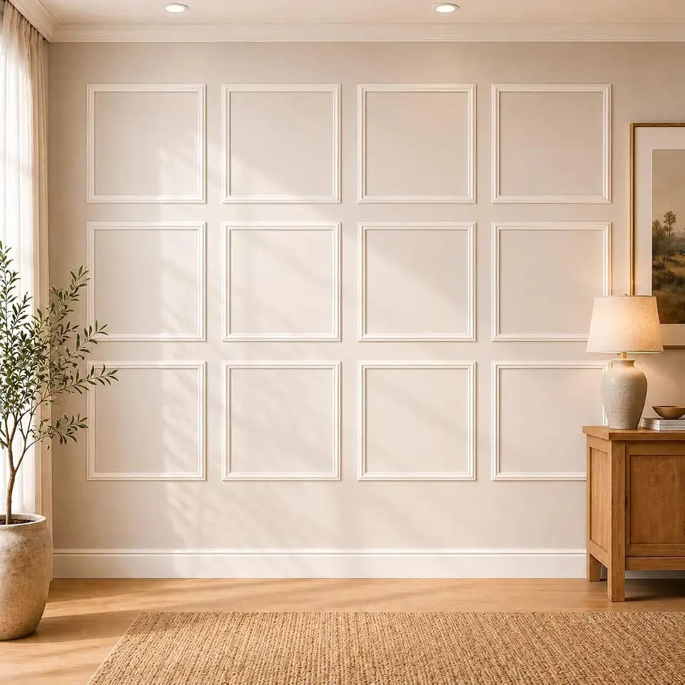 COUKIU Pre-Cut 12 Set Peel and Stick Wall Molding Trim Kit, 24" x24" Premade Wainscoting Panels, Self Adhesive Moulding Panel for Interior Walls Picture Frame