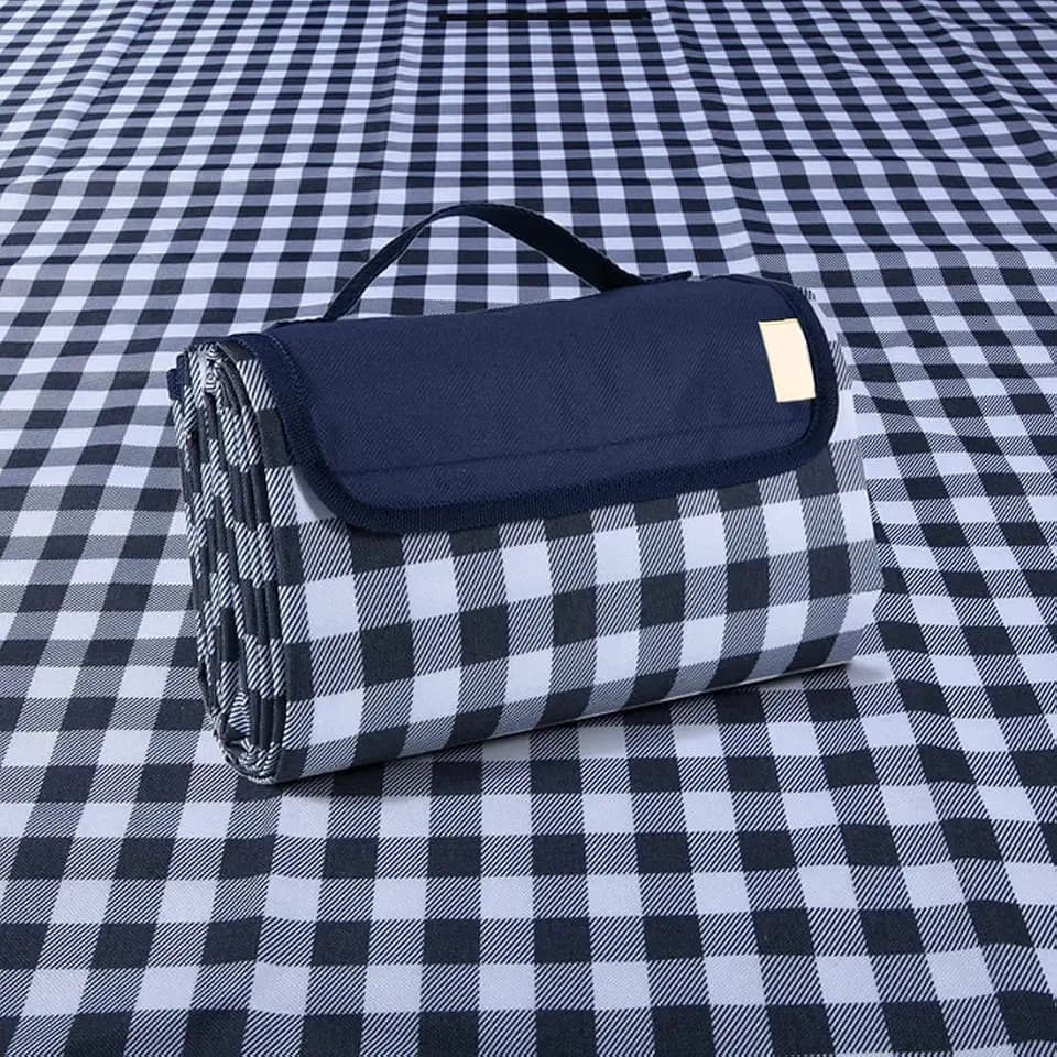 LRUUIDDE Extra Large Picnic Blanket Beach Blankets, Outdoor Foldable Waterproof Sand Mat for Beach Camping Hiking Travel Family Concerts Grass Park Music Festival Lawn Mats (Dark Blue, 80x60inch)