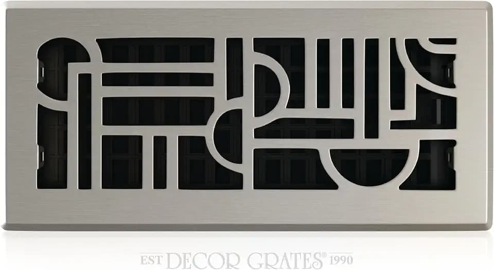Décor Grates ADH410-NKL Art Deco Floor Register 4x10 Inches Brushed Nickel 1 Pack