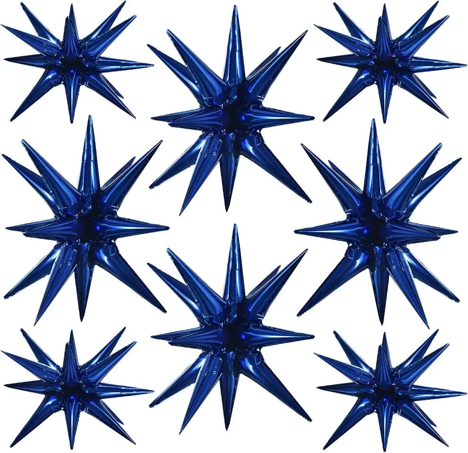 TONIFUL 8 Pcs Star Balloons Navy Blue Foil Explosion Balloon Party Decor