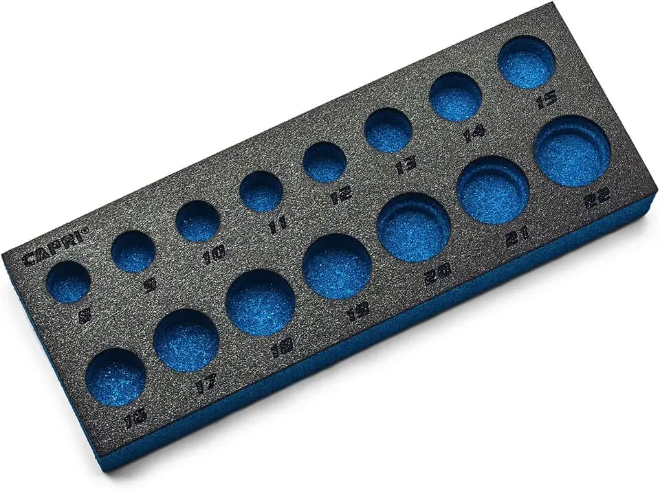 Capri Tools Mechanic's Tray for 3/8 in. Drive Sockets, Metric Blue
