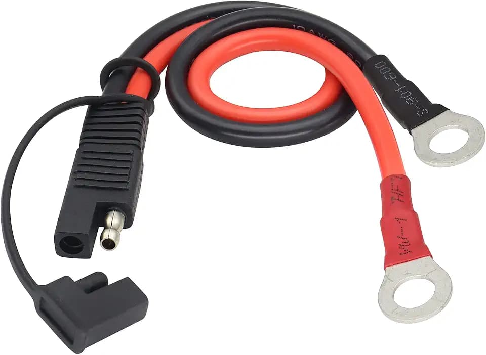 HCFeng10AWG SAE to O Ring Terminal Cable SAE to 2-Pin Quick Disconnect O Ring Terminal Harness Plug Cable S-A-E Battery Extension Cable for 12V/24V Motorcycle, ATV, Lawn Mower, Truck Cars[30CM/1ft]
