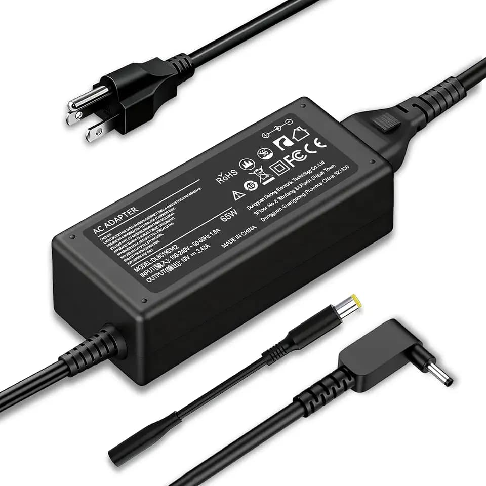 65W Laptop Charger with 3.0×1.1mm & 5.5×1.7mm DC Tips Replacement for Acer