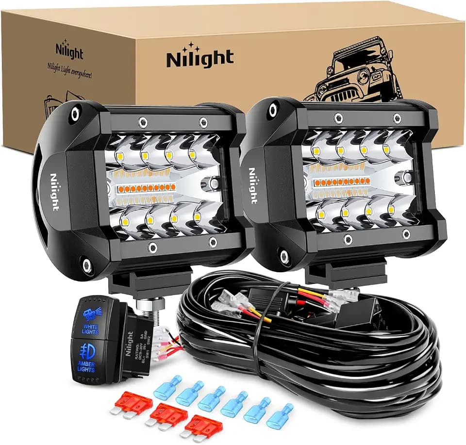 Nilight 4Inch Off-Road LED Light Bar White Amber 3 Lighting Modes