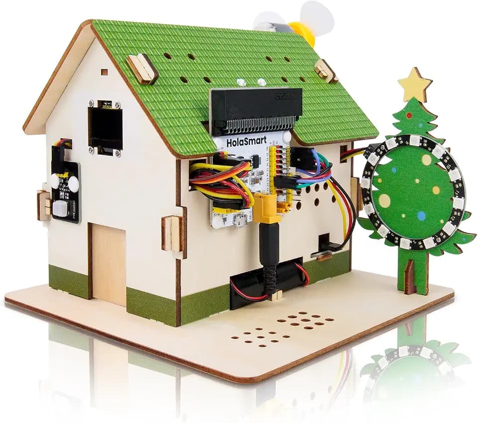 microbit Smart Home Kit for microbit v1 and v2,STEM Education Kit with Online Tutorial(Without Micro:bit and AAA Battery),Green