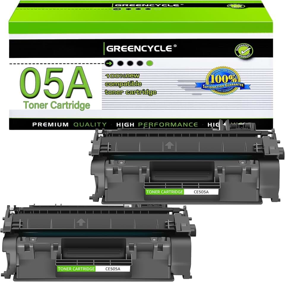 CE505A Black Toner Cartridge Compatible for HP LaserJet P2035 P2030, 2 Pack