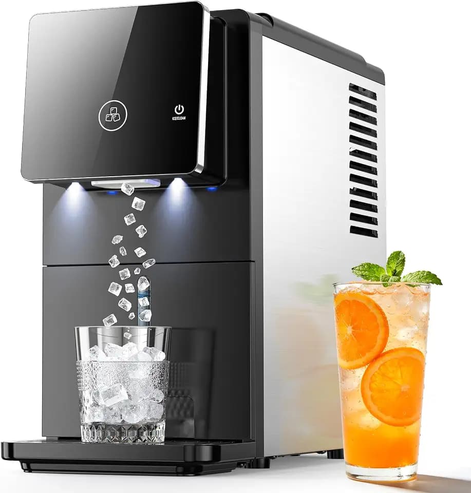 COWSAR Nugget Countertop Ice Maker, 33 lbs/Day Chewable Pellet Ice Machine with Self-Cleaning, Auto Lighting & Measured Dispensing, Portable Pebble Ice Maker for Home, Kitchen, Office, Black