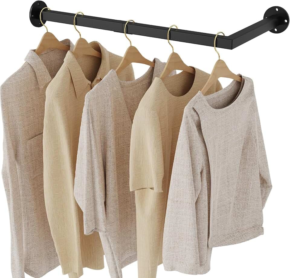 Yawinhe Kleiderstangen für die Wand,1Pack Garderobenstange L-Form,Schwarz