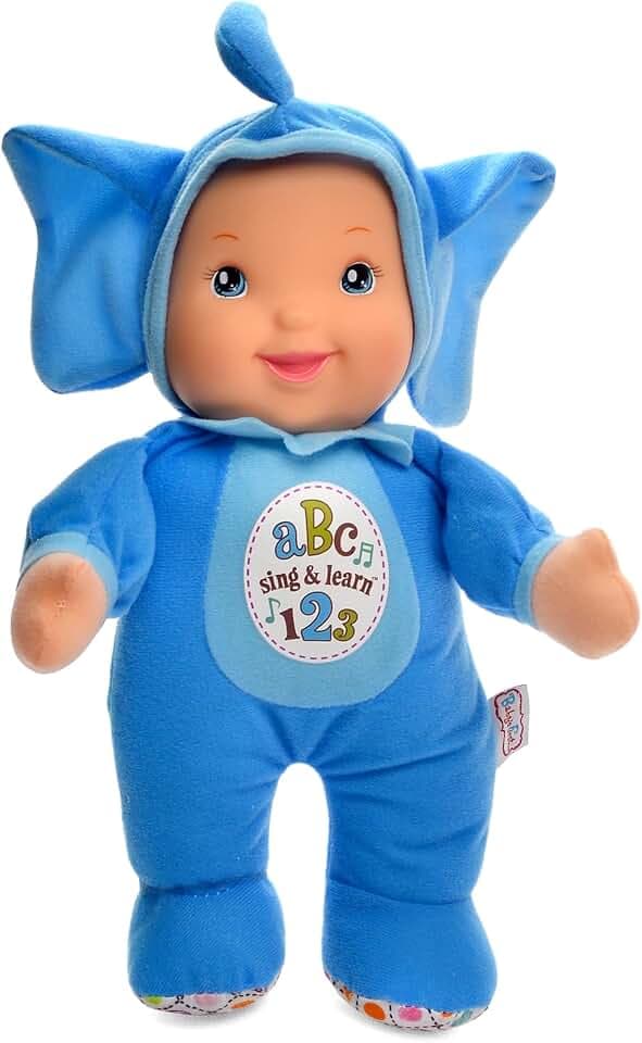 Baby's First Sing & Learn Blue Elephant Soft & Cuddly Singing Musical Doll, Teaches ABC's & Numbers