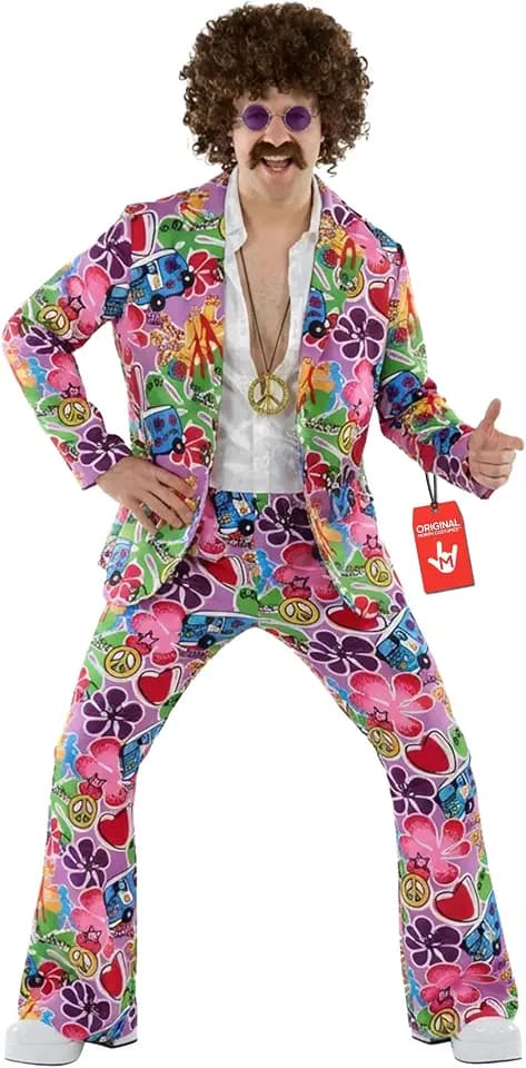 Fun Shack Hippie Kostüm Herren, 70er Jahre Halloween Kostüm Herren