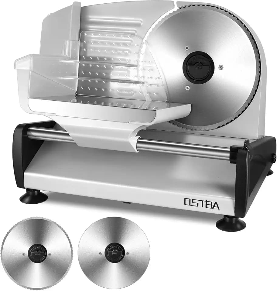 OSTBA Electric Meat Slicer with Two 7.5” Stainless Steel Blades, 200W