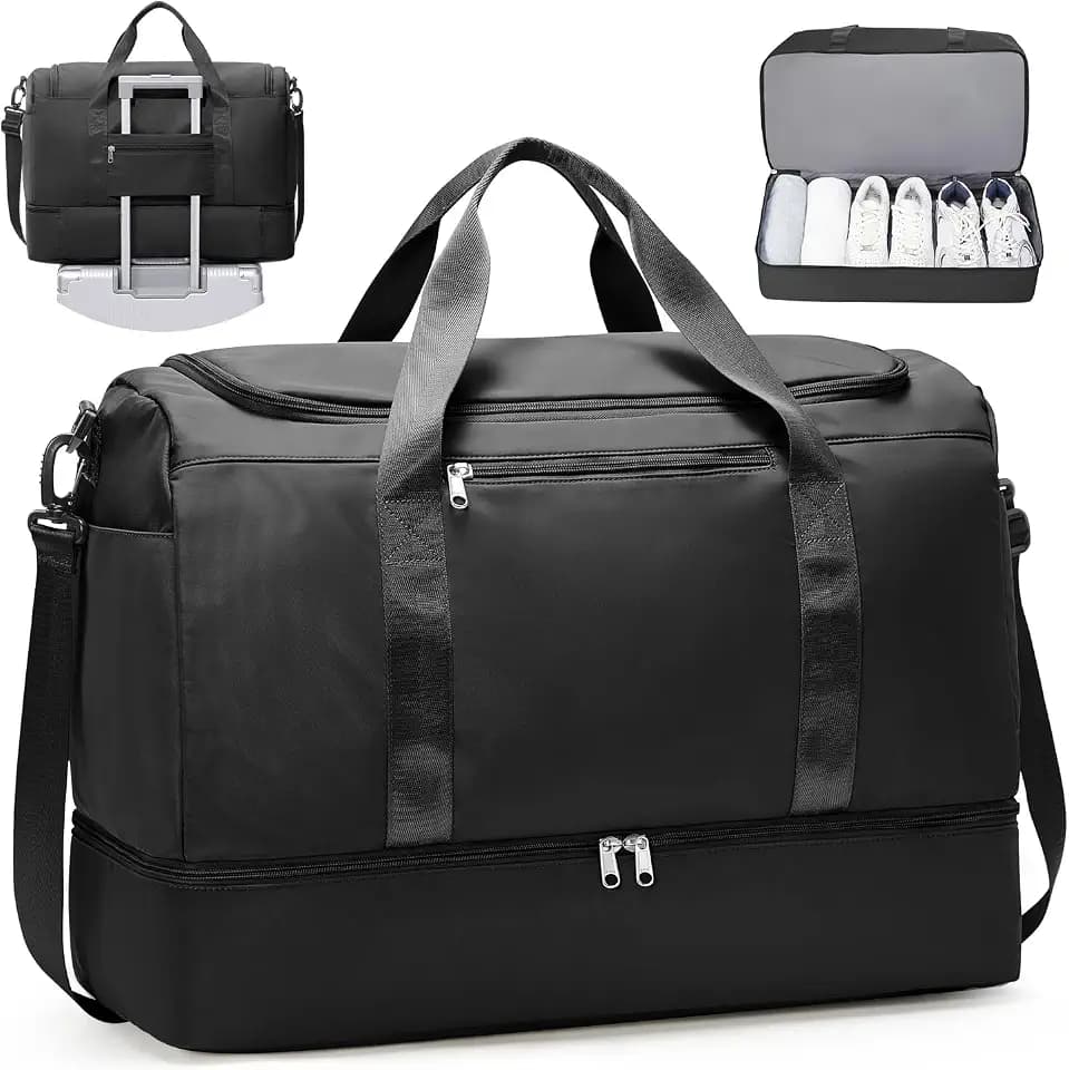 Travel Duffel Bag with Shoe Compartment, XL Weekender Bags for Women