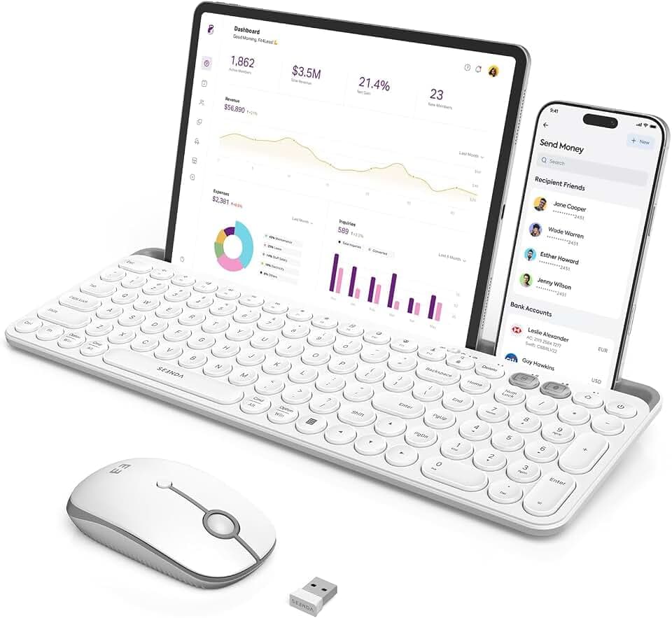 seenda CTU-301 Bluetooth Keyboard and Mouse Combo for iPad,White