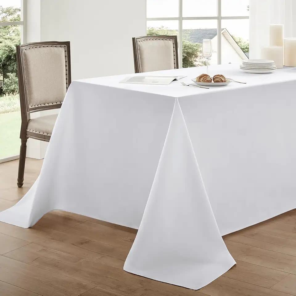 2 Pack White Rectangle Tablecloths 90x132 Inch for 6ft Tables