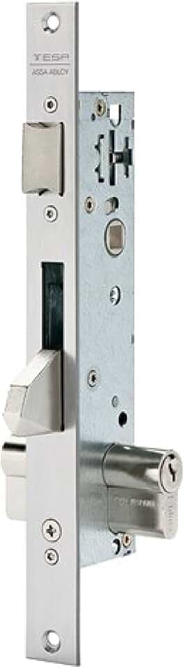 TESA 2210E Einsteckschloss für Metallprofile, Dornmaß 20 mm, Grau Edelstahl