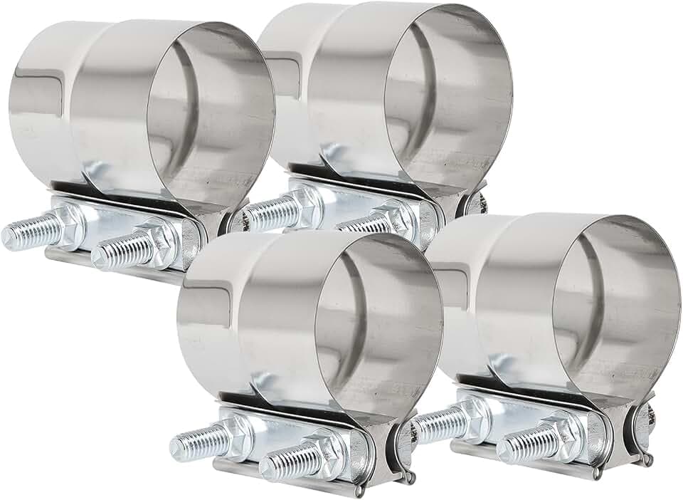 3 Inch Exhaust Clamp, Lap Joint Band Clamp 304 Stainless Steel, 4 Pcs