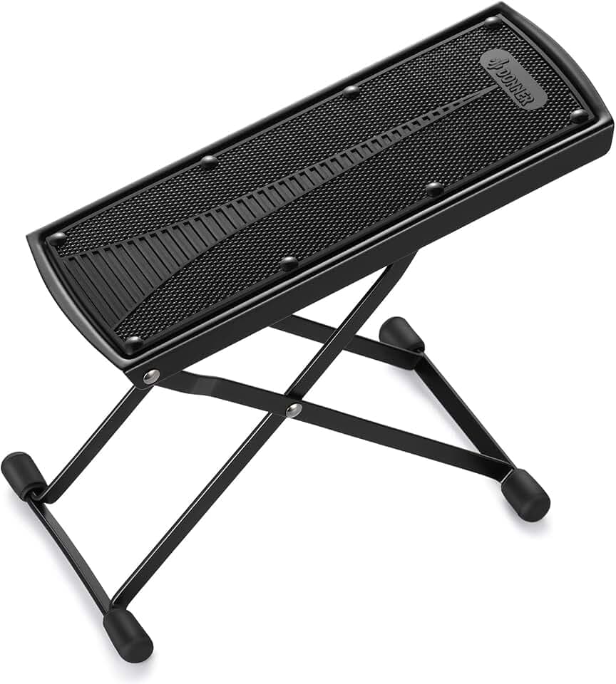 Donner Guitar Foot Stool-6 Position Height Adjustable Guitar Leg Rest Step Footstool Black for Classical Guitar Player