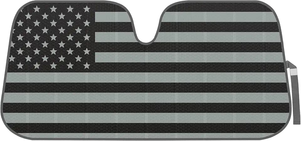 BDK American Flag Windshield Sunshade for Car Truck & SUV - Folding Car Sun Shade for Front Window, Auto Sun Visor Heat Protection, Car Sunscreen Blocks UV Rays and Keeps Vehicle Cool (58 x 27 Inch)