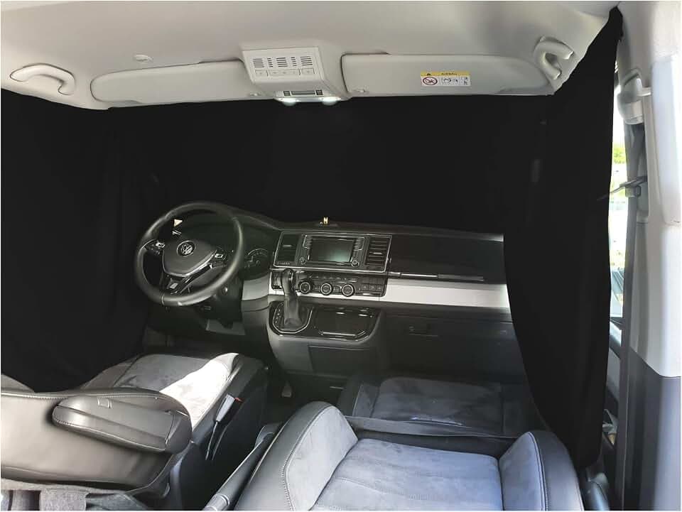 BREMER SITZBEZÜGE Frontscheibe Sonnenschutz Camping Führerhaus Gardinen Vorhang kompatibel mit Mercedes Vito W638 ab 1996-2003 in Schwarz