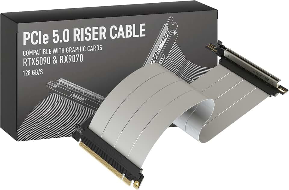 LINKUP - AVA5 Armour PCIE 5.0 Riser-Kabel | Rechter Winkel, Weiß 30cm