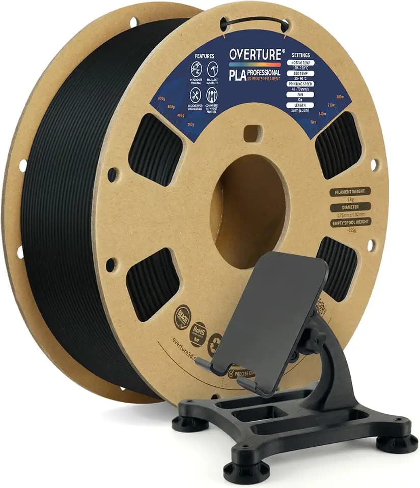 OVERTURE PLA PRO Filament 1,75 mm PLA+ Schwarz | Hohe Zähigkeit