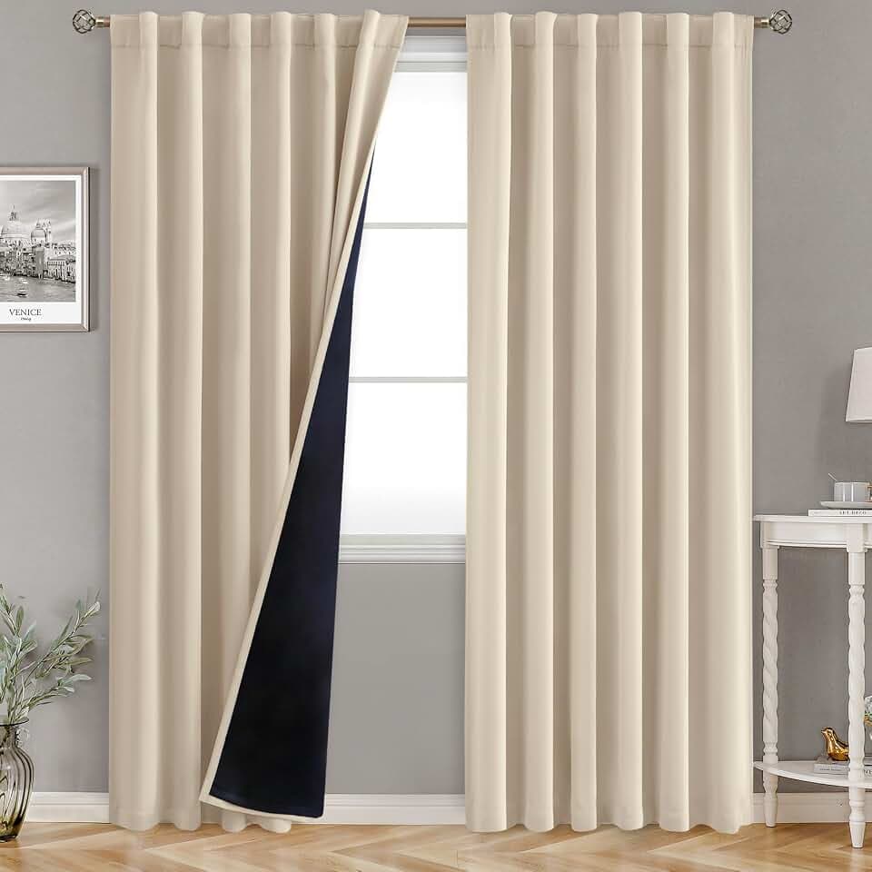 BGment Blackout Curtains 84 Inch Length 2 Panels Set with Thermal Liner