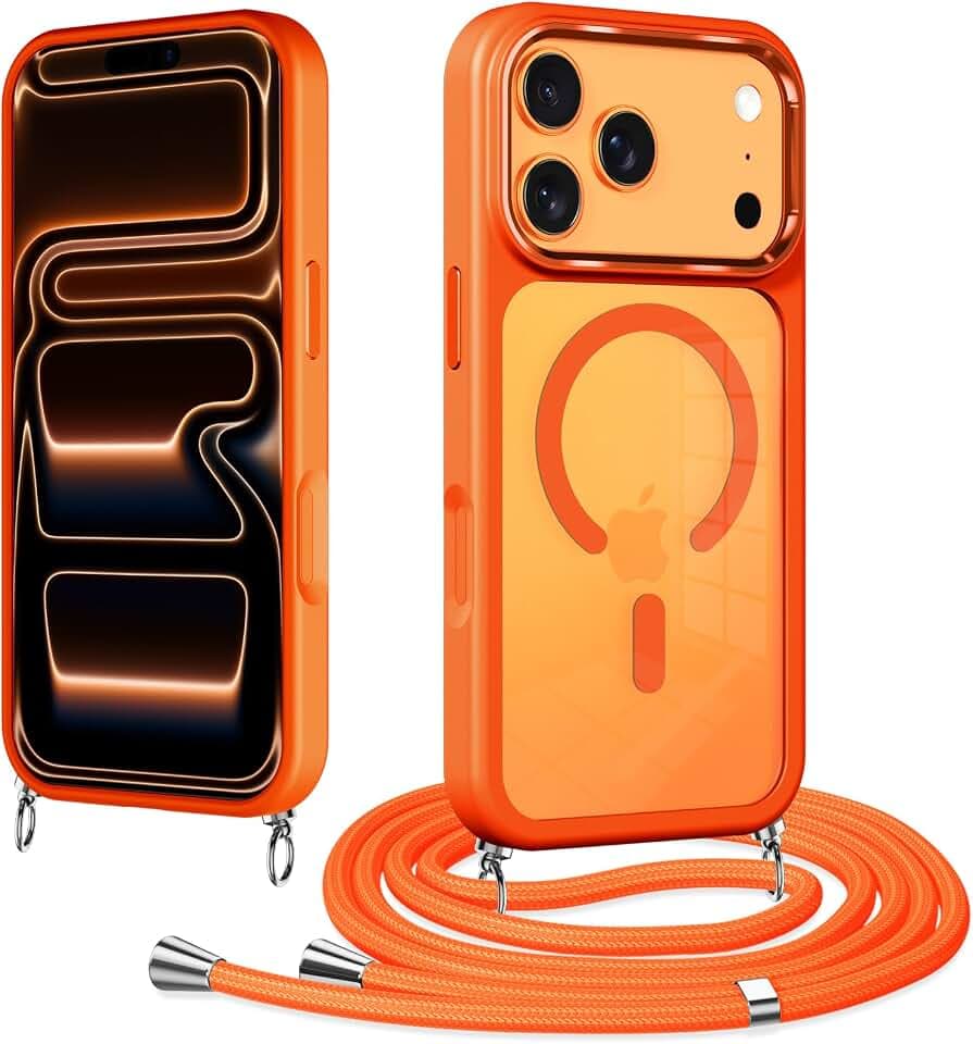 Pnakqil für iPhone 18 Pro Max/iPhone 17 Pro Max 6.9" Hülle mit Band,Orange