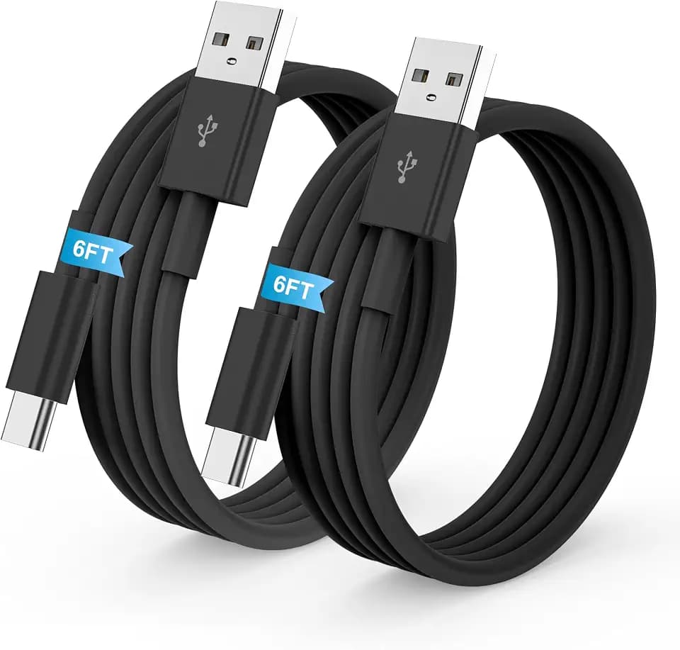 LDHTY CarPlay Charging Cable, USB A to USB C Cable, 2-Pack 6FT, Black