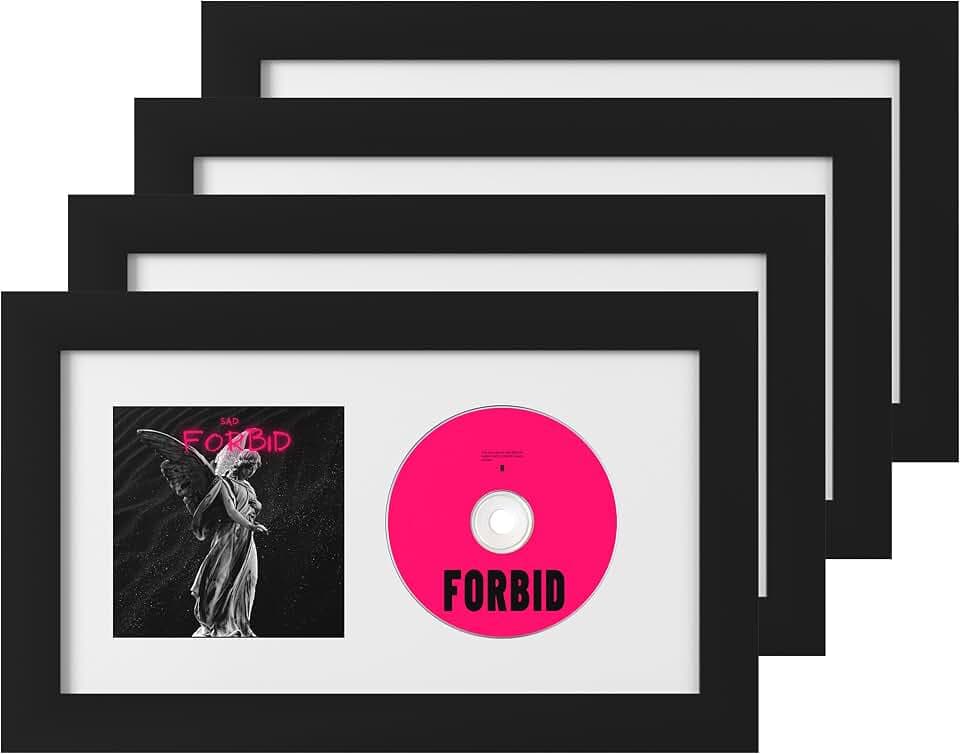 eletecpro CD Frame, 6.7x12.2 Wall Display, Black, Pack of 4