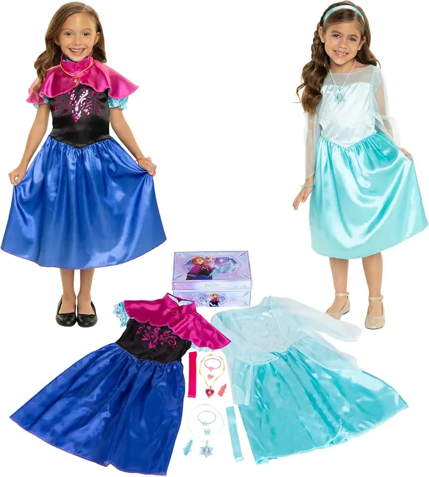 Disney Princess Dress Up Frozen Elsa & Anna Trunk Size 4-6X